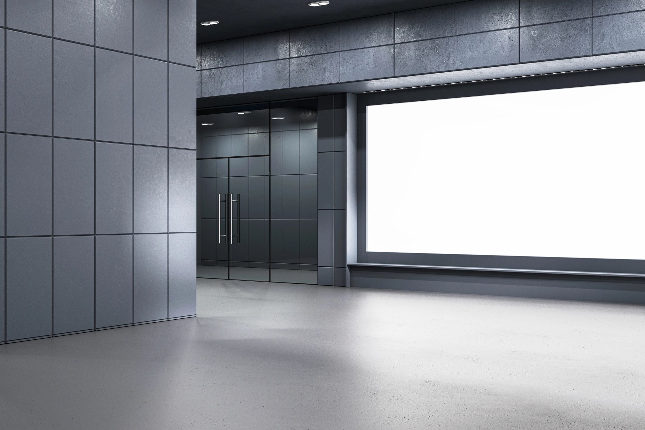Commercial lobby with digital display locations
